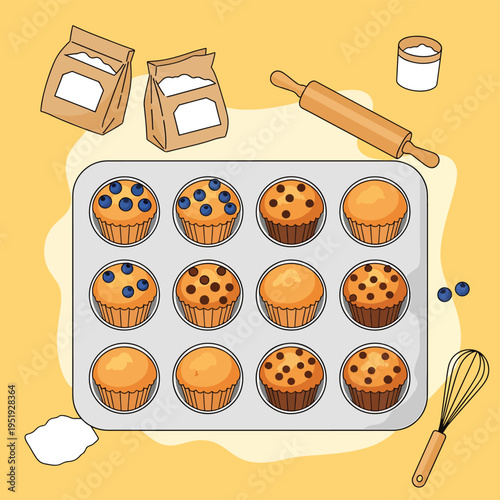 Baking Muffins at Home A Delicious Treat with Fresh Ingredients and Utensils Perfect for a Baking Project to Enjoy with Family or Friends A Fun Way to Spend an Afternoon Together