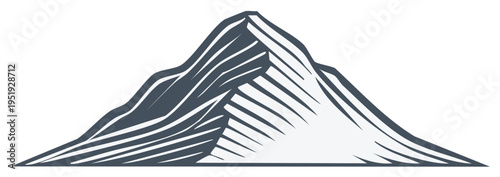 Stylized Mountain Peaks with Graphic Lines Representing Slopes and Shadows