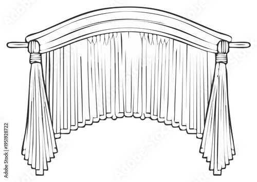 Elegant architectural design illustration of a draped canopy outline