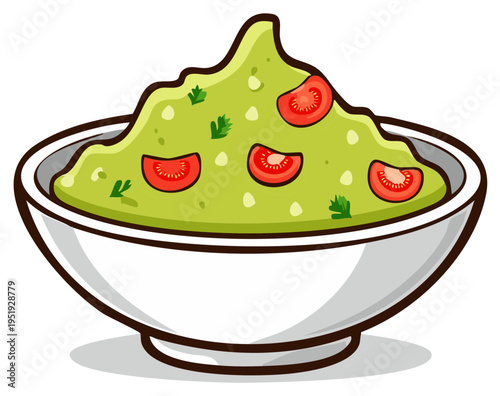 Delicious Guacamole with Tomatoes and Cilantro in a Bowl