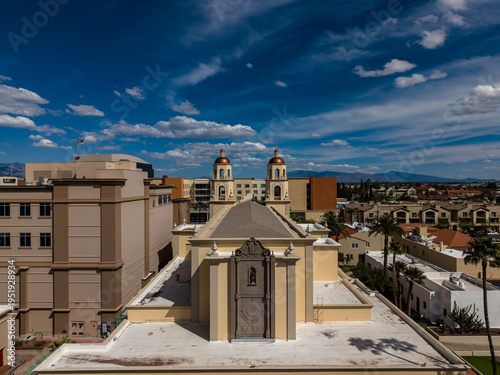 Fotografía Aerial View of Cathedral of Saint Augustine — Historic Mexican Baroque Landmark