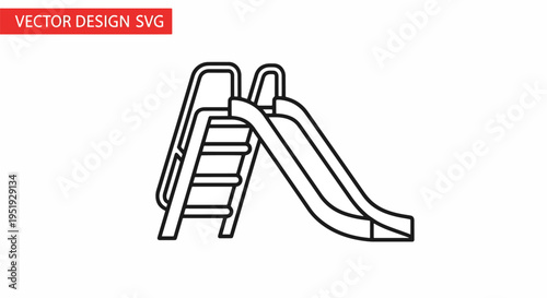 Graphic contour of a playground slide equipment for children to play climb and enjoy recreational activity at a park or school ideal for outdoor fun and active lifestyles ensuring entertainment