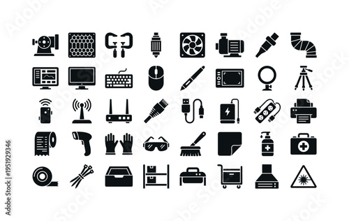 Laser engraving accessories featuring rotary attachment mount, honeycomb workbed panel, material clamp set, laser tube module,