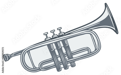 Illustration of a Trumpet Musical Instrument Vector Drawing