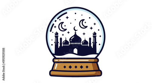 Ramadan Mosque Snow Globe Icon.
