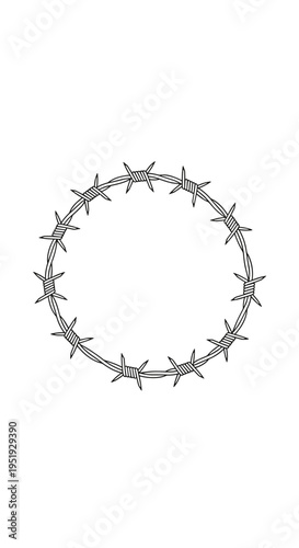 Barbed wire circle shape object.