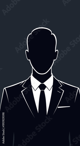 Businessman in suit and tie silhouette.