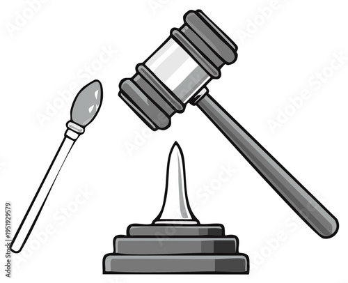 Symbolic Judge's Gavel and Scales of Justice Illustration