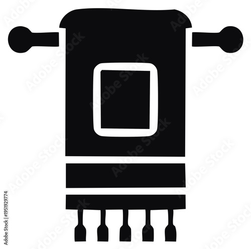 Decorative hanging tapestry icon with abstract square design and tassels