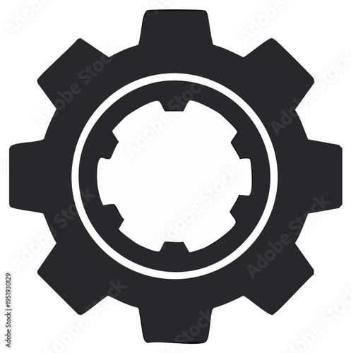 Simple dark gear icon for industry and mechanics