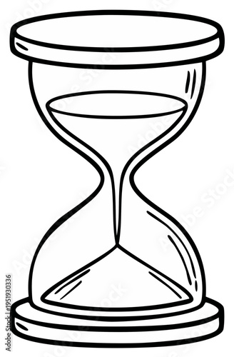 Illustration of hourglass with flowing sand classic time measurement device icon