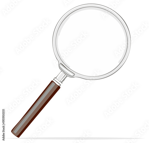 Magnifying glass with wooden handle for inspections, research and explorations