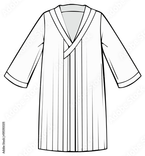 Long sleeved Kimono vector template for clothing design tech pack illustration