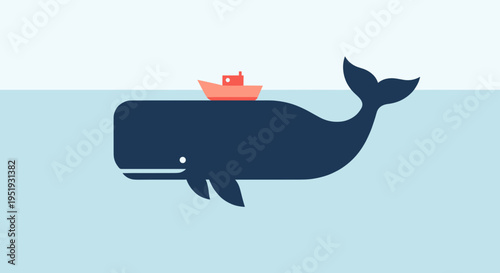 Whale with boat on its back.