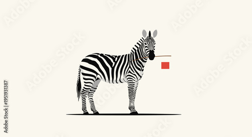 Zebra standing on a flat surface.