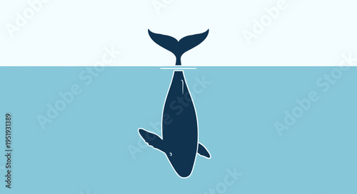 Whale swimming underwater ocean sea creature.