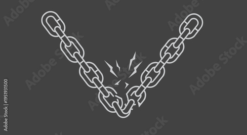 Broken chain link in isolation.