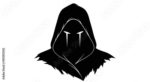 Hooded figure with sharp eyes.