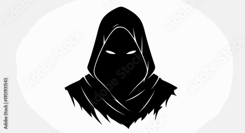 Black hooded figure with face covered.