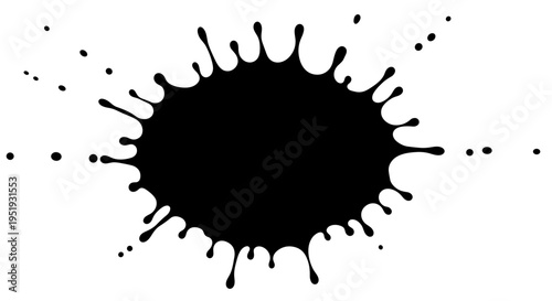 Black ink splatter on white background.