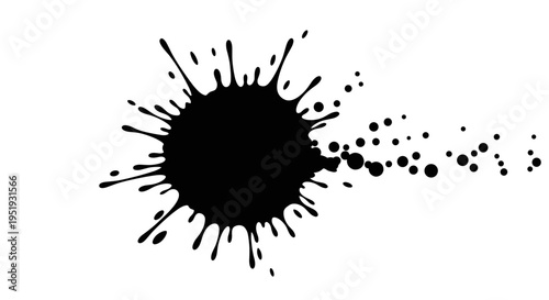 Black paint splatter on white background.