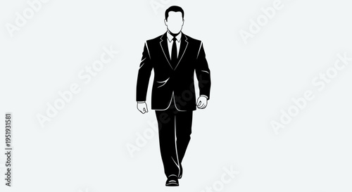 Businessman walking alone in suit.