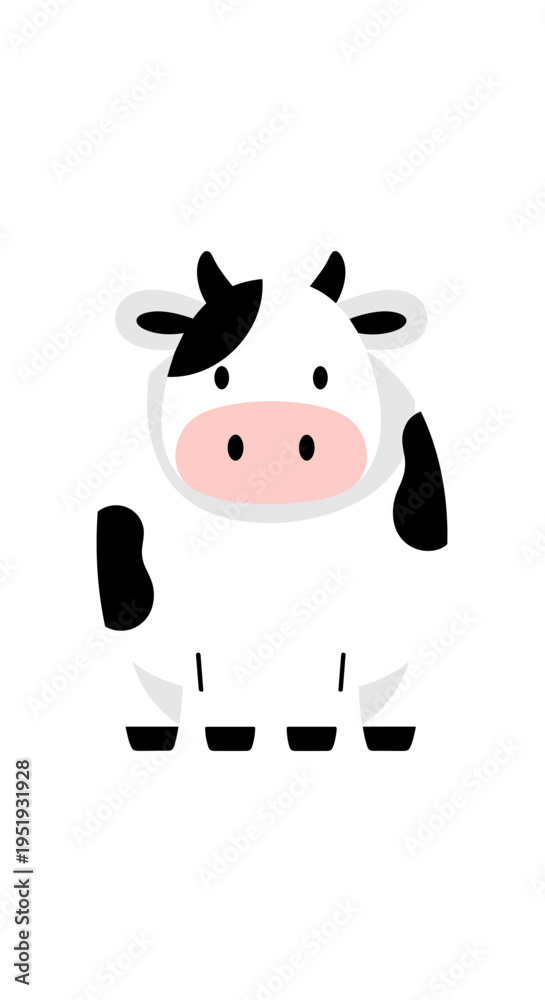 Fototapeta premium Cartoon cow with pink nose.
