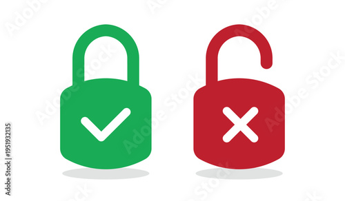 Secure and Insecure Padlock Icons – Access Approval and Denial Symbols