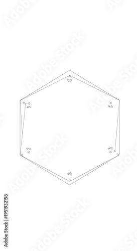 Hexagon shape with six equal sides.