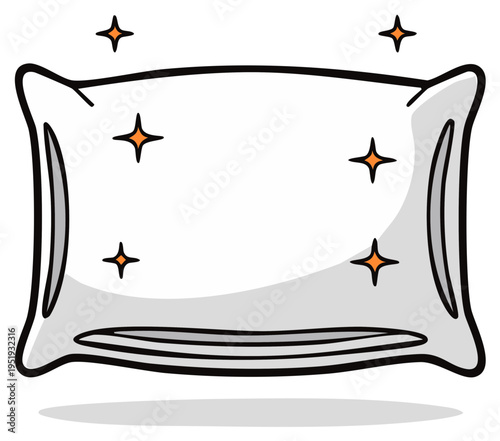 Clean, Fresh Pillow with Sparkling Stars Illustrating Comfort and Rest
