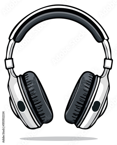 Cartoon Headphones Illustration for Music Listening