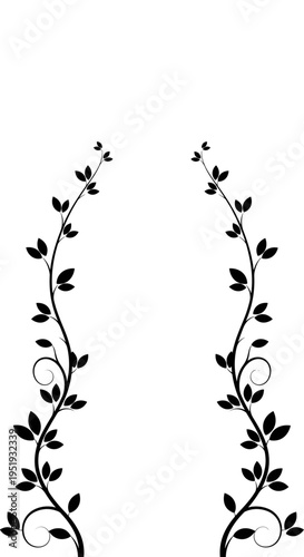 Black leafy vine stems with leaves.