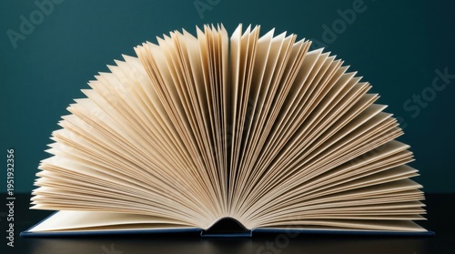 open book with fanned pages on dark surface under soft lighting emphasizing knowledge and learning