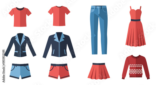 Clothing Assortment Showcase A Stylish Array of Apparel Options for Versatile Wardrobe Combinations Featuring a Mix of Casual and Formal Pieces Perfect for Everyday Fashion Needs