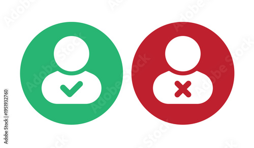 User Approval and Rejection Icons in Circle – Access Granted and Denied Symbols