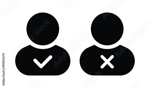 User Approval and Rejection Icons – Access Granted and Denied Symbols