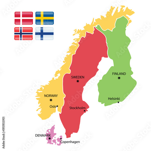 Map of Scandinavia and Capitals