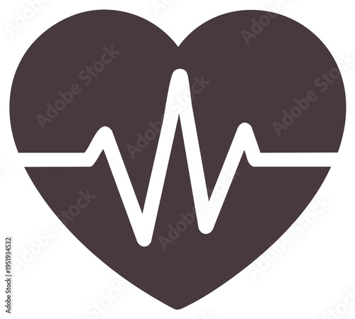 Heart with Pulse Wave Visual Depiction for Medicine and Healthcare Graphic Resources