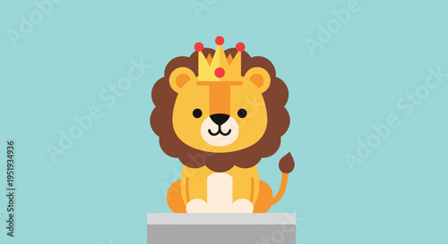 Cartoon lion wearing a crown.