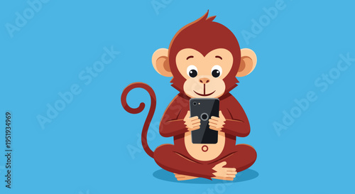 Monkey Holding a Camera Device.