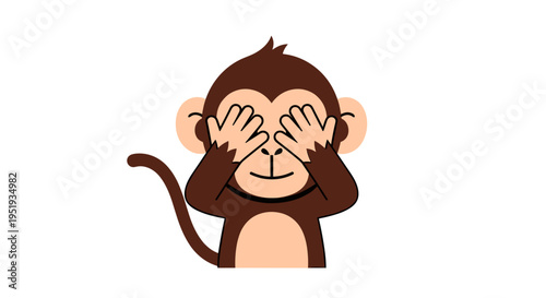 Monkey covering its eyes with hands.