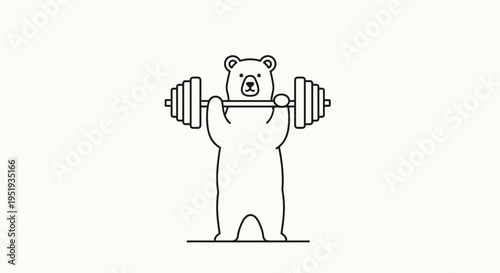 Cartoon bear lifting dumbbell weights.