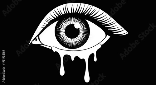Detailed illustration of a crying eye.