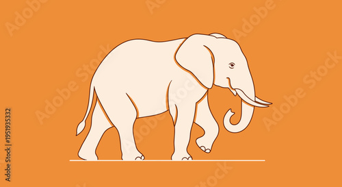 Large Elephant Walking Sideways Profile View.