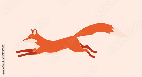 Orange Fox Silhouette in Motion Running.