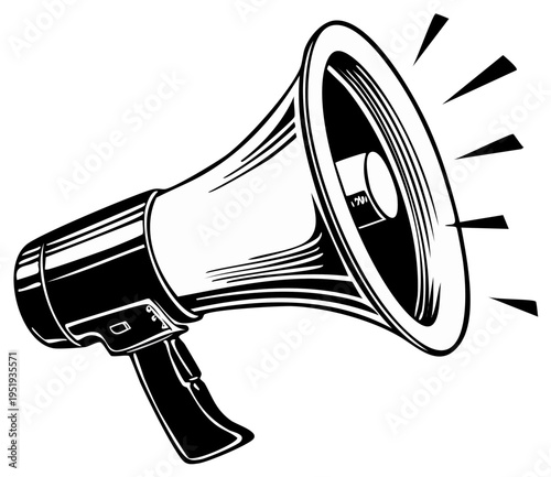 Retro Style Megaphone Illustration – Announcement and Communication Concept