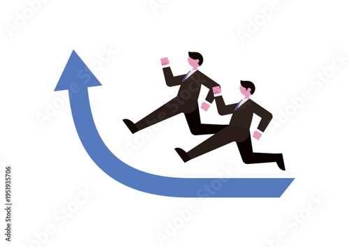 上昇矢印とビジネスマン達のベクターイラスト素材