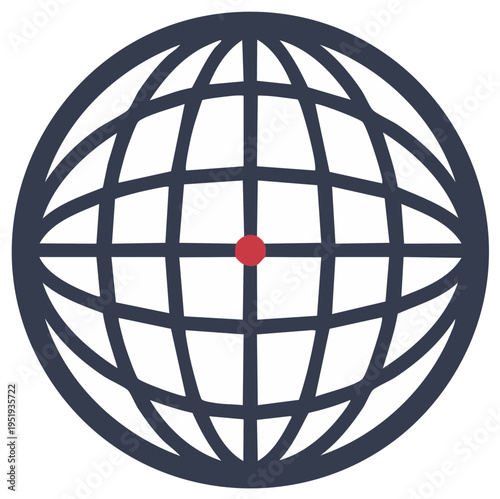 Global grid network with a red dot marker indicating a location
