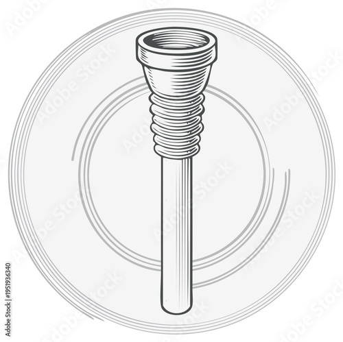 Vector illustration of a vintage hookah hose tip in a retro style with swirling background