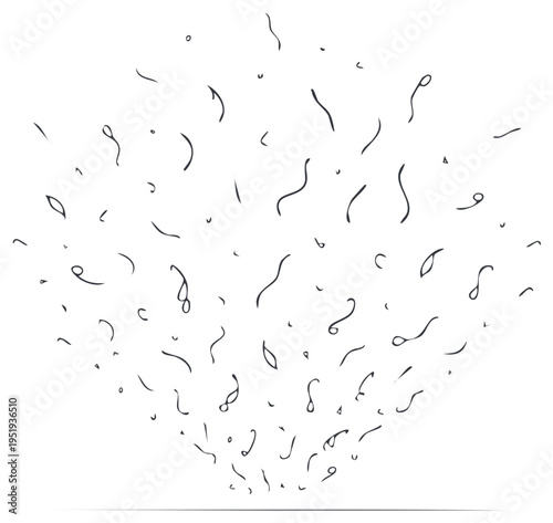 Hand Drawn Celebration Confetti Bursting Outwards Minimalist Doodle Style